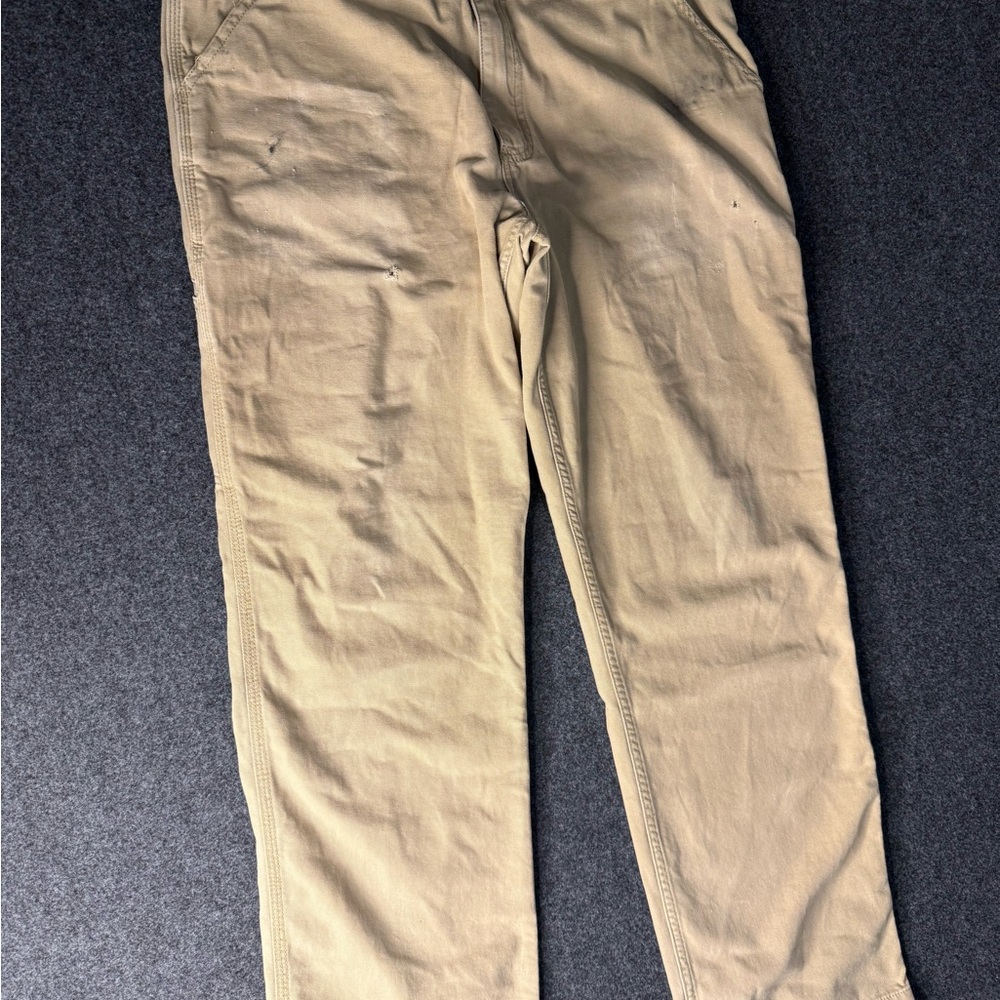 Carhartt Men's Canvas Workwear Pant Beige Distressed